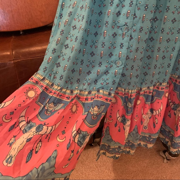 House of Skye Aussie import! Blue and Pink Maxi Skirt - Picture 3 of 9